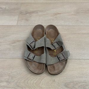 Birkenstock Arizona Gray Suede Double Sandals